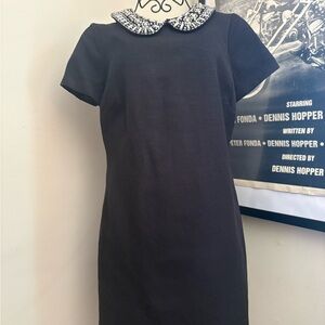 Boden Black Mini Dress with Embellished Collar